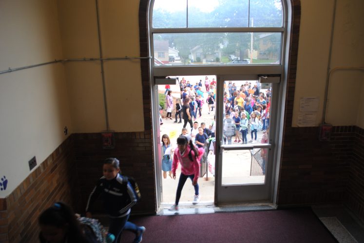 Entering the school